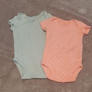 Carter's Vibrant Orange and Green Bodysuits Soft Cotton One Pieces